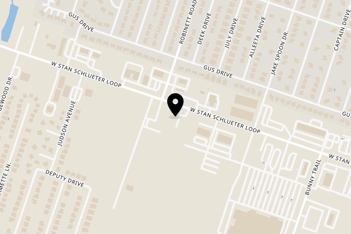 Map showing the location of Aunty Mimi's Kitchen Restaurant on 3804 W Stan Schlueter Loop #102 in Killeen
